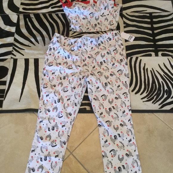Unique Vintage Pants - Unique Vintage rooster  print  pants and top set size 3x New (fits 2x)
